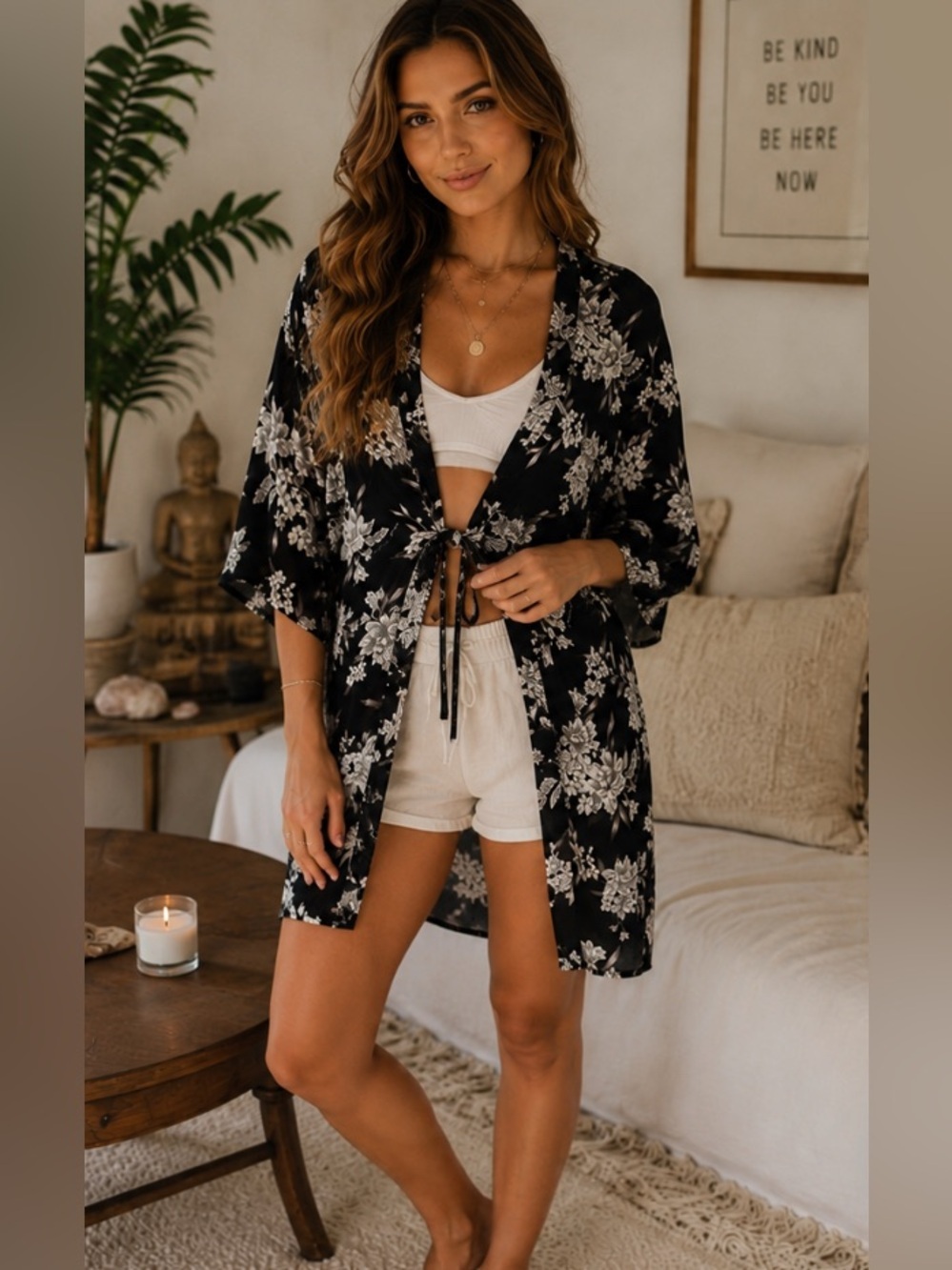 Spiritual Gangster Boho Whimsigoth Festival Beach Resort Floral Kimono